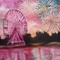 Pink Ferris Wheel with Fireworks - png grátis Gif Animado