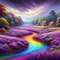Purple Landscape with Rainbow River - PNG gratuit GIF animé