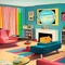 Colorful  Retro Living Room - kostenlos png Animiertes GIF