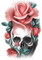 soave deco gothic skull flowers rose pink teal - PNG gratuit GIF animé