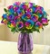 multicolore image encre bon anniversaire color effet fleurs bouquet bleu violet rose  edited by me - png gratis GIF animado
