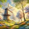 Background - Windmill - Spring - png grátis Gif Animado