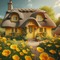 Yellow Cottage with Buttercups - png gratis GIF animasi