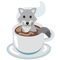 emojikitchen wolf in coffee cup - png grátis Gif Animado