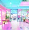 neon pink blue food court background - Free PNG Animated GIF