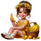 Little Girl -Banana - Yellow - Green - Brown - gratis png geanimeerde GIF