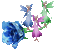 Trio of Fairies with Blue Rose - GIF เคลื่อนไหวฟรี GIF แบบเคลื่อนไหว