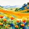 watercolor painting landscape background - kostenlos png Animiertes GIF