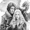 Y.A.M._Fantasy couple dragon black-white - bezmaksas png animēts GIF