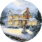 winter hiver garden jardin neige  snow circle  fond background  tube  house haus maison paysage landscape campagne - Free PNG Animated GIF