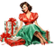 frau, woman, femme, vintage, christmas - gratis png animerad GIF