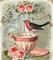 victorian pink  cup rose bird vintage - PNG gratuit GIF animé