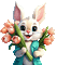 Conejo con flores - GIF animado gratis GIF animado