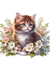 chats fleurs - Animovaný GIF zadarmo