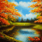 kikkapink painting autumn water forest vintage