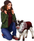 Woman with a Cow, calf . Winter. Fall. Leila - gratis png animerad GIF