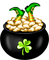 Pot.Coins.Clover.Leprechaun Feet.Green.Gold.Black - png gratis GIF animado