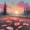 Pink Daisies Field - бесплатно png анимированный гифка