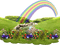 rainbow hills flowers landscape background - png gratis GIF animado
