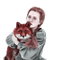 kikkapink woman winter fox fantasy painting - gratis png animerad GIF