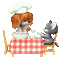 animated cat dog food - GIF animé gratuit GIF animé