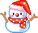 cute blinking snowman red and white - GIF animé gratuit GIF animé