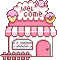 cute pink and white sweets shop pixel art - GIF animé gratuit GIF animé