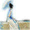 woman sitting dolceluna umbrella art painting - png gratis GIF animasi