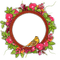 Pink roses wreath with bird frame - PNG gratuit GIF animé