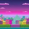 Rainbow Pixel Cityscape - gratis png animeret GIF