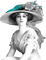 soave woman vintage hat flowers black white teal - PNG gratuit GIF animé