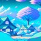 Blue Village Background - PNG gratuit GIF animé