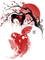 woman geisha red branch tree asian - zadarmo png animovaný GIF