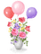 Kaz_Creations Deco Flowers Flower Colours Vase Balloons - PNG gratuit GIF animé