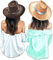 soave woman summer friends beach hat - Free PNG Animated GIF