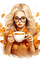 Autumn coffee girl - png grátis Gif Animado