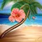 Palm Tree with Hibiscus Background - zadarmo png animovaný GIF