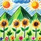 Sunflowers and Mountains - png ฟรี GIF แบบเคลื่อนไหว