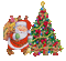 Père Noël et sapin décoré - GIF animé gratuit GIF animé