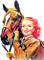 soave woman vintage autumn horse brown orange - Free PNG Animated GIF