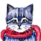 kikkapink watercolor cute animal winter cat - bezmaksas png animēts GIF