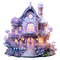 purple house scenery flowers deco rox - ücretsiz png animasyonlu GIF