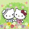 Hello kitty et Daniel promenade fleurs nature  Debutante - ingyenes png animált GIF