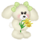 Lapin Blanc Ruban Vert Fleur Jaune:) - PNG gratuit GIF animé