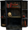 Bookshelf.Books.Skull.Apple.Black.Red.Blue - png grátis Gif Animado