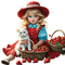 loly33 enfant chat fraise - png gratis GIF animado
