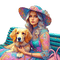 loly33 femme chien printemps - png gratis GIF animado