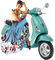 woman with motor scooter bp - gratis png animeret GIF