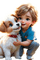 garçon et chien - GIF animado gratis