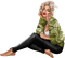 Woman. Green and black. Leila - png gratis GIF animado